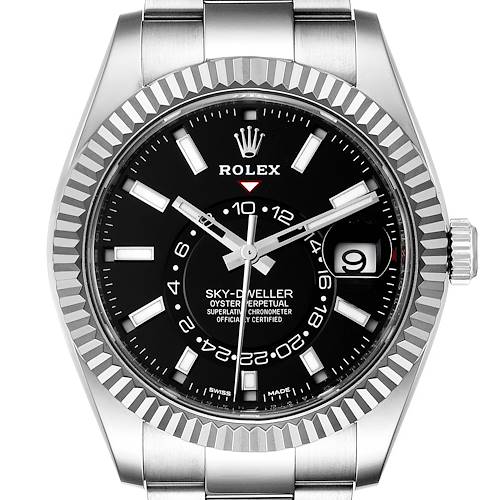 Photo of Rolex Sky-Dweller Black Dial Steel White Gold Mens Watch 326934 Unworn