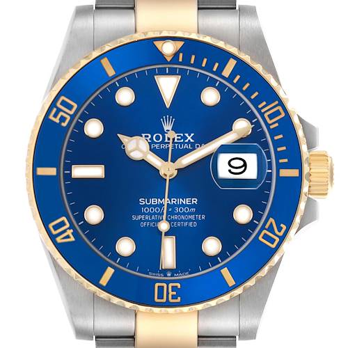 Photo of Rolex Submariner 41 Steel Yellow Gold Blue Dial Mens Watch 126613 Box Card