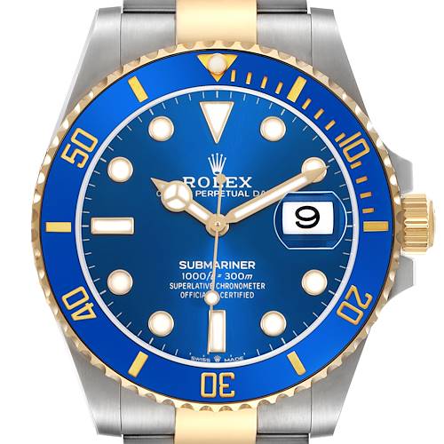Photo of Rolex Submariner 41 Steel Yellow Gold Blue Dial Mens Watch 126613 Box Card