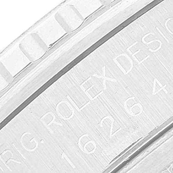 The image shows a close-up of the engraved inner bezel of the Rolex Turn-o-Graph 16264 Men's Stainless Steel White Dial 16264 Men's Stainless Steel White Dial watch.
