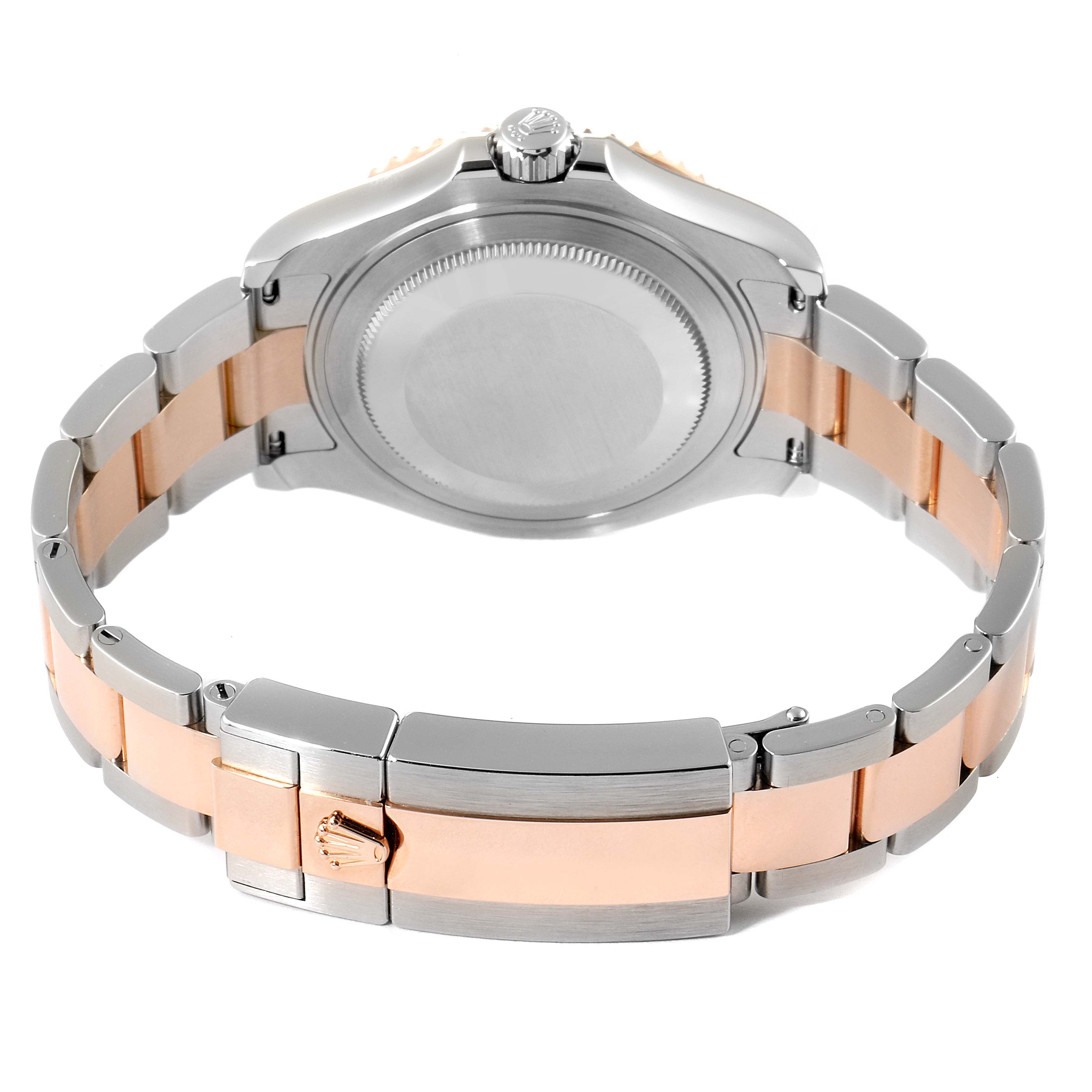 This image shows the back and bracelet of the Rolex Yacht-Master 268621 Men
s Steel and Gold (two tone) Black Dial 268621 Men
s Steel and Gold (two tone) Black Dial watch from a rear angle.