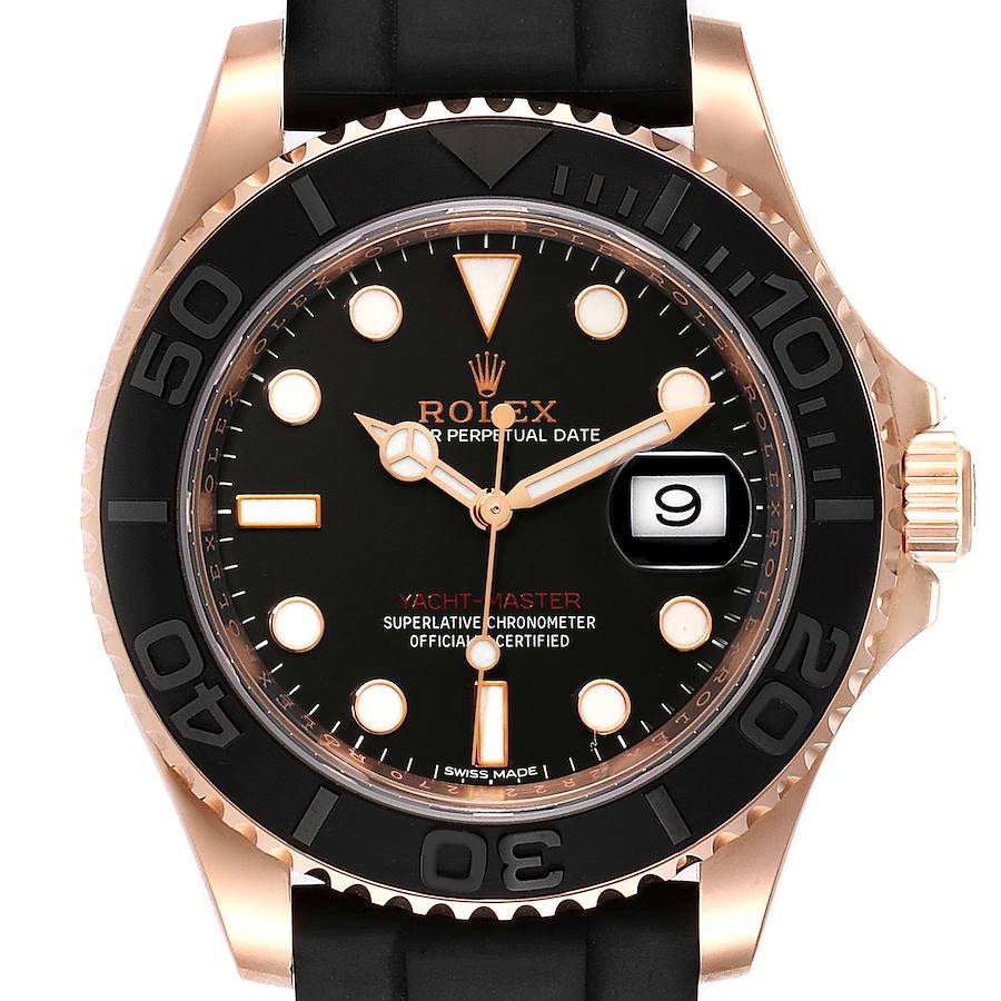 Rolex Yachtmaster 40mm Everose Gold Rubber Strap Watch 116655 Unworn SwissWatchExpo