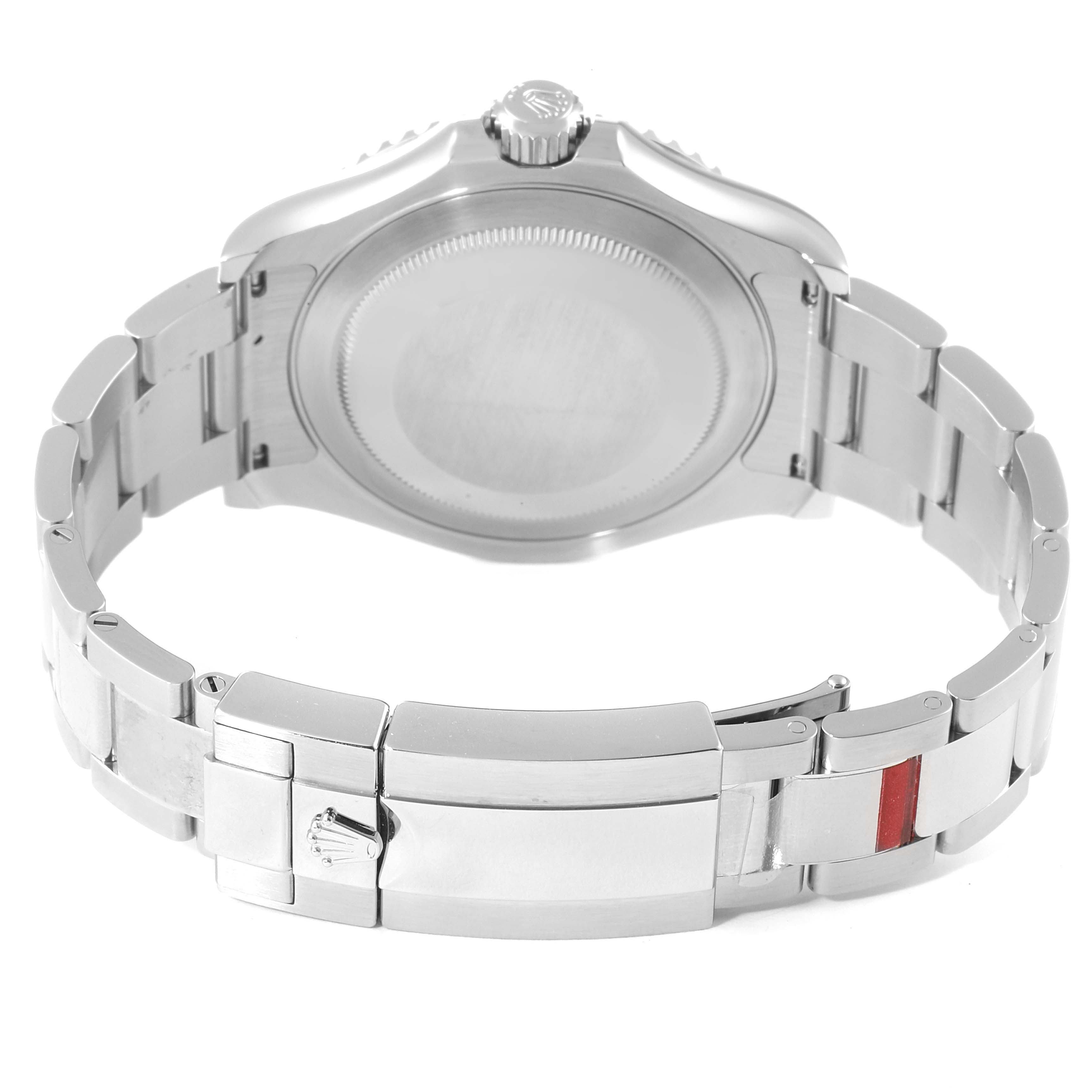 This image shows the case back and bracelet of a Rolex Yacht-Master 126622 Men's Stainless Steel Blue Dial 126622 Men's Stainless Steel Blue Dial watch from a rear angle.