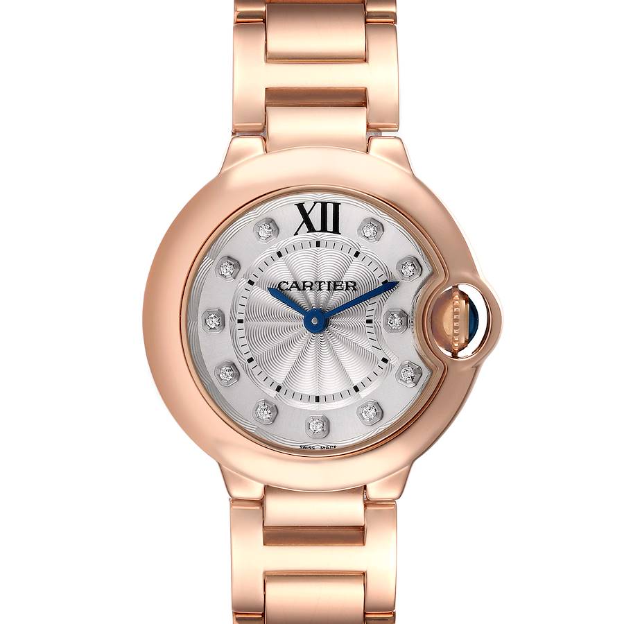 Cartier Ballon Bleu 28mm 18K Rose Gold Diamond Dial Ladies Watch WE902025 SwissWatchExpo