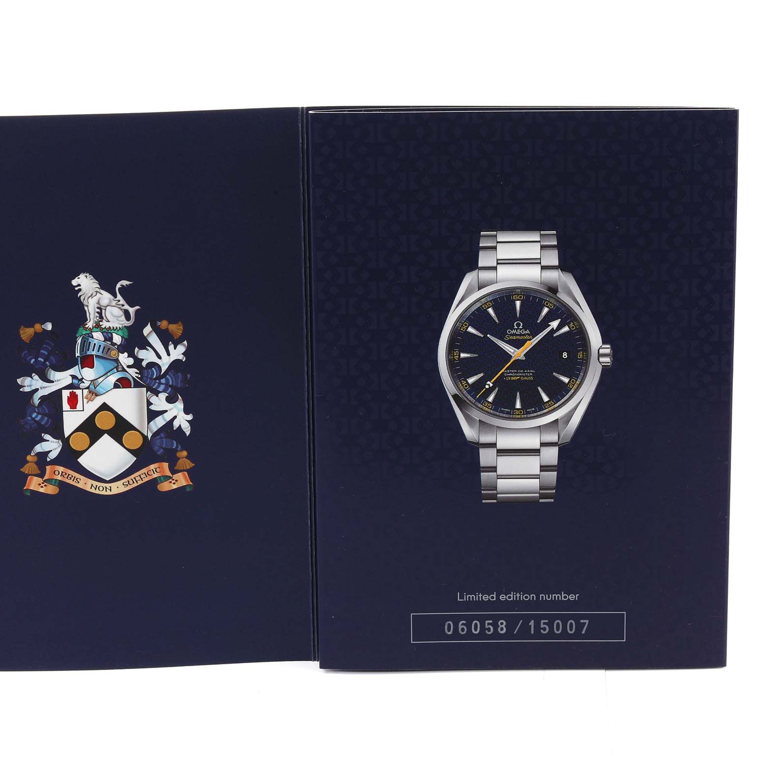 The Omega Aqua Terra 231.10.42.21.03.004 Men's Stainless Steel Blue Dial 231.10.42.21.03.004 Men's Stainless Steel Blue Dial model watch is displayed from the front, showcasing its face and metal bracelet.