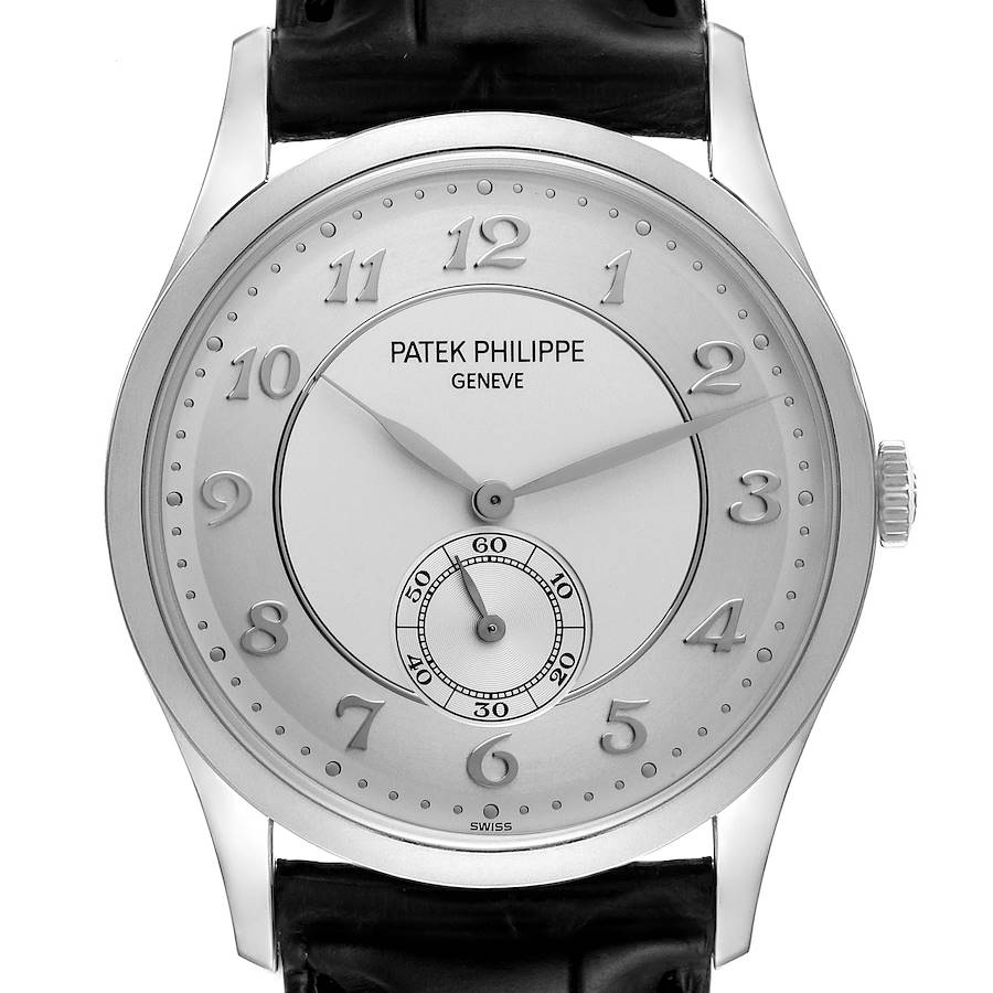 Patek Philippe Calatrava Platinum Mechanical Silver Dial Mens Watch 5196 SwissWatchExpo