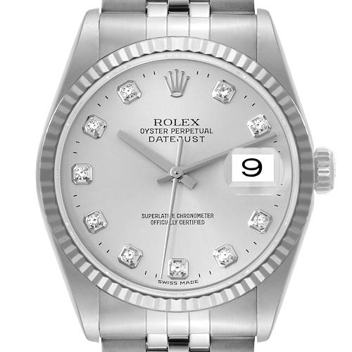 Photo of Rolex Datejust Steel White Gold Diamond Dial Mens Watch 16234