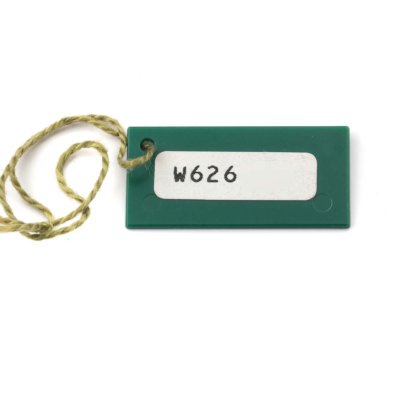 The image shows a Rolex President 68279 Women's White Gold Silver Dial 68279 Women's White Gold Silver Dial model accessory, a green tag with a string and "W626" label.