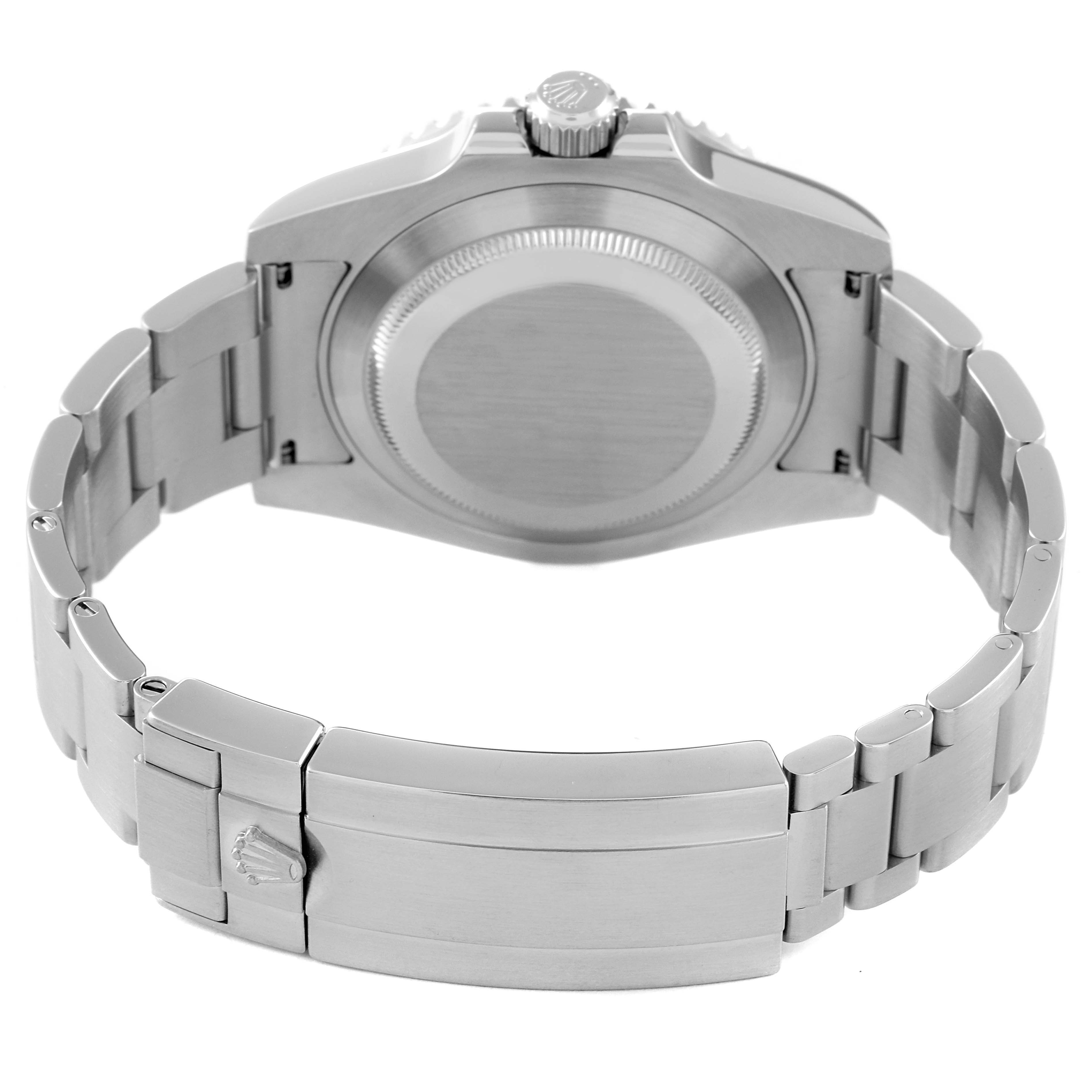 The image shows the back view of a Rolex Submariner 116610 Men
s Stainless Steel Black Dial 116610 Men
s Stainless Steel Black Dial watch, including the case back, crown, and bracelet with clasp.