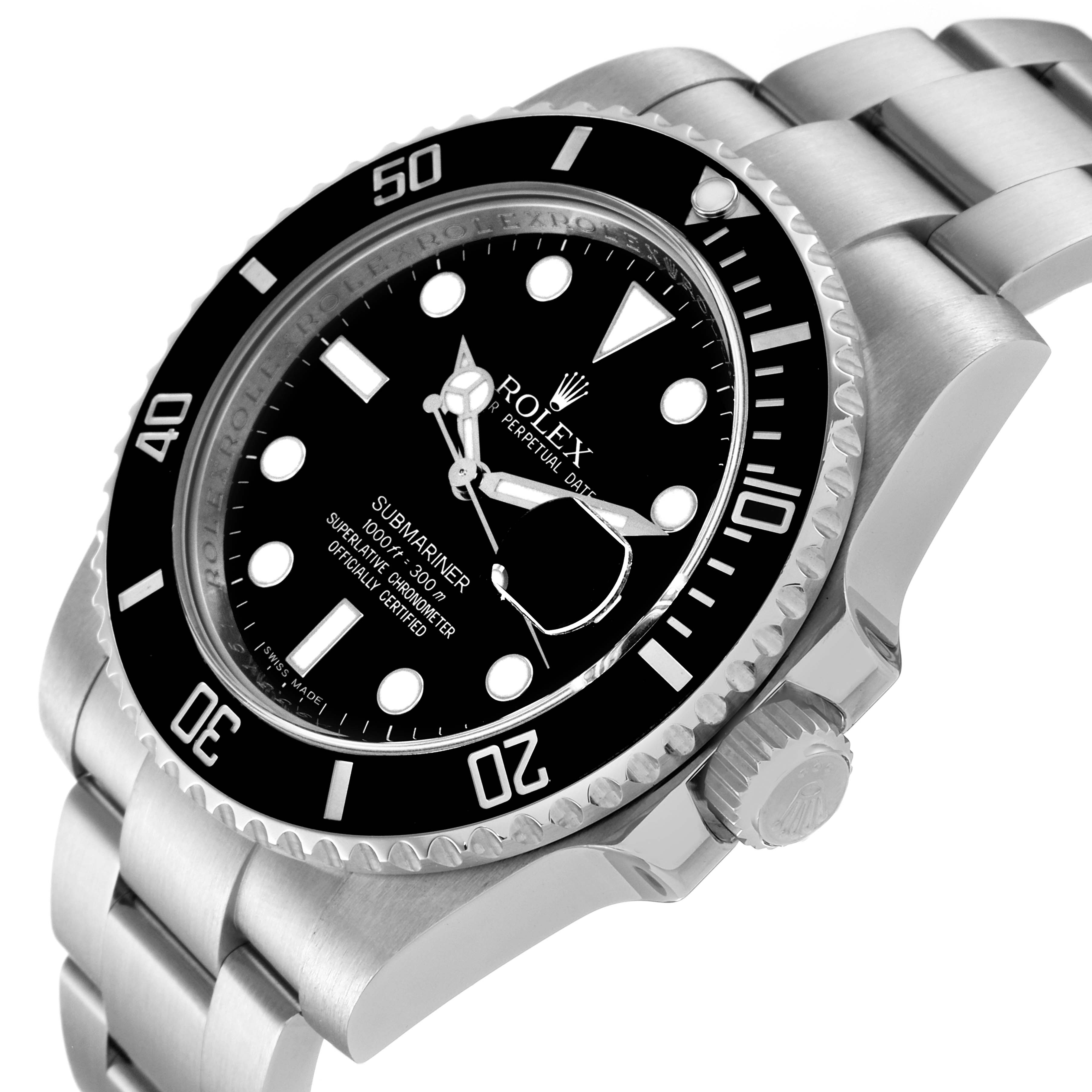 The image shows a Rolex Submariner 116610 Men
s Stainless Steel Black Dial 116610 Men
s Stainless Steel Black Dial watch at a slight angle, highlighting its dial, bezel, and part of the bracelet.
