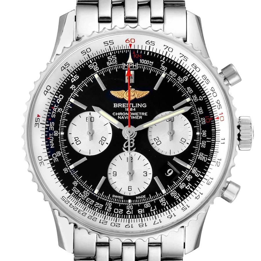 Breitling Navitimer 01 Black Dial Steel Mens Watch AB0120 Box Papers SwissWatchExpo