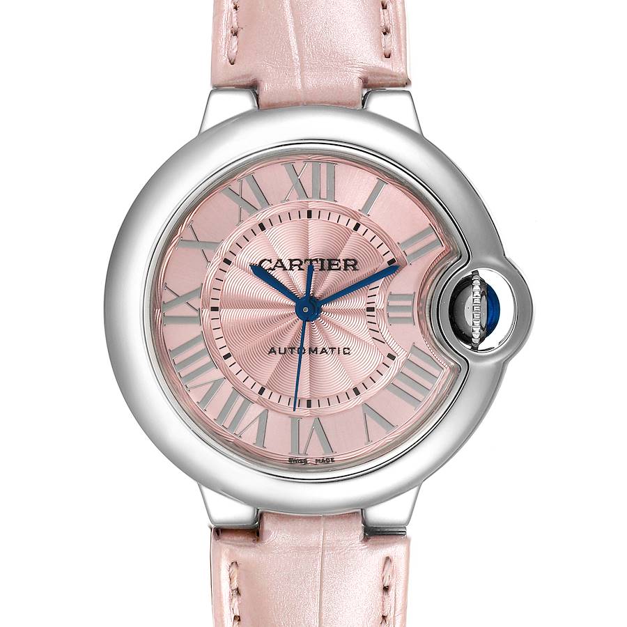 Cartier Ballon Bleu 33 Pink Dial Steel Ladies Watch WSBB0002 Unworn SwissWatchExpo