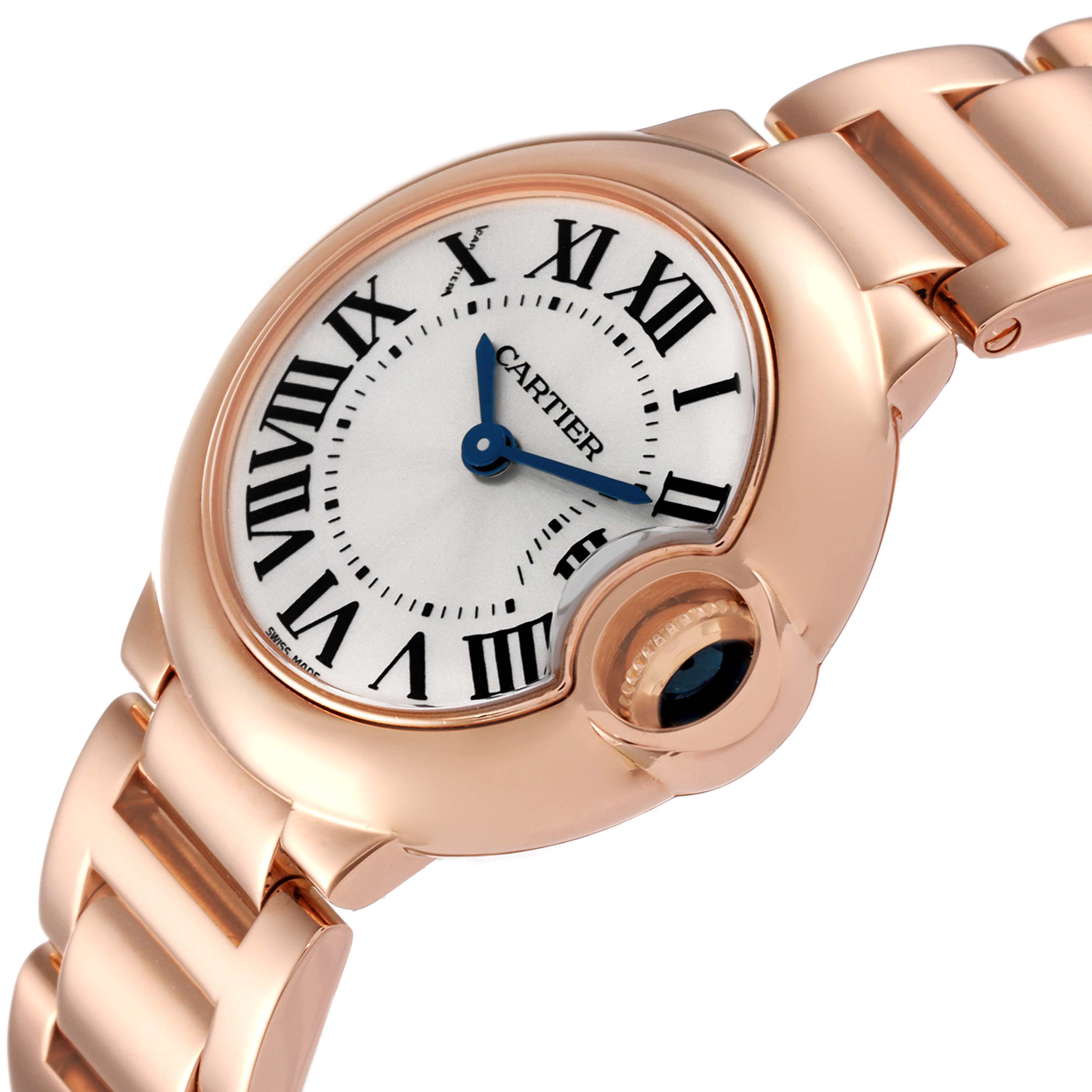 Cartier Ballon Bleu 28 Silver Dial Rose Gold Ladies Watch W69002Z2 Box ...