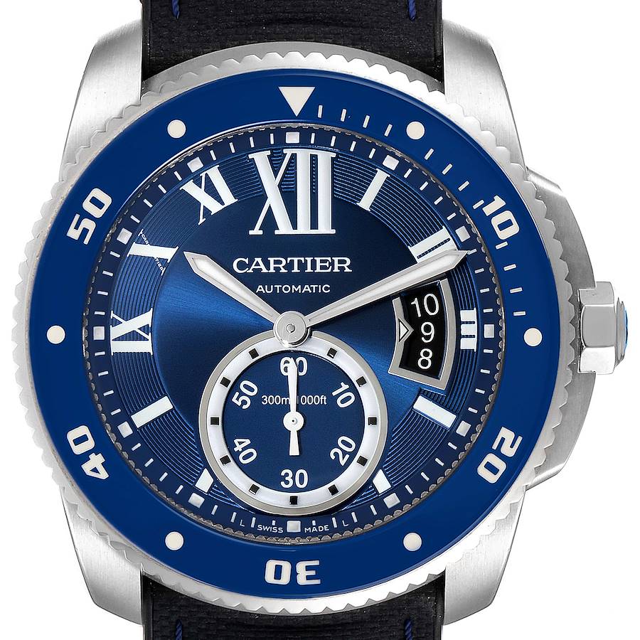 Cartier Calibre Diver Stainless Steel Blue Dial Watch WSCA0010 Box Papers SwissWatchExpo