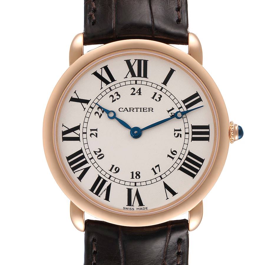 Cartier Ronde Louis Rose Gold Silver Dial Mens Watch W6800251 Box Papers SwissWatchExpo