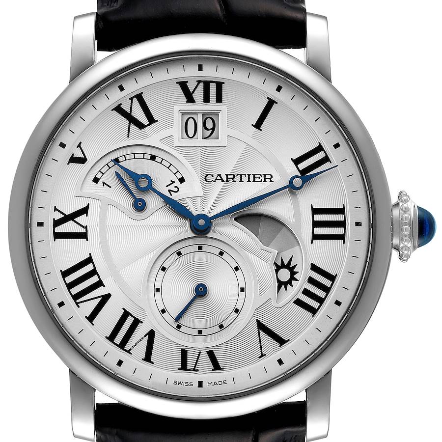 Cartier Rotonde Retrograde GMT Time Zone Steel Mens Watch W1556368 SwissWatchExpo