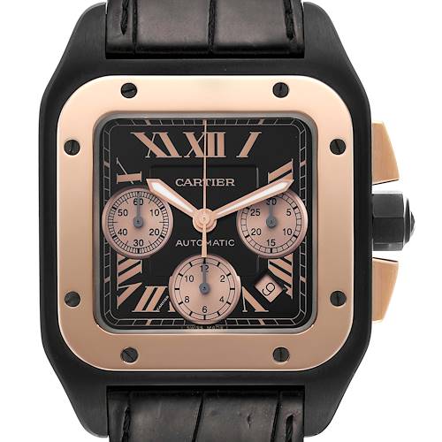 Photo of Cartier Santos 100 XL Carbon Rose Gold Chronograph Mens Watch W2020004