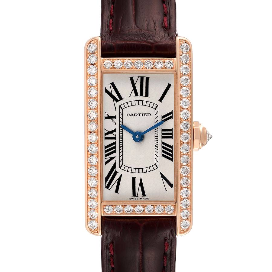 Cartier Tank Americaine Small Rose Gold Diamond Ladies Watch WJTA0002 SwissWatchExpo