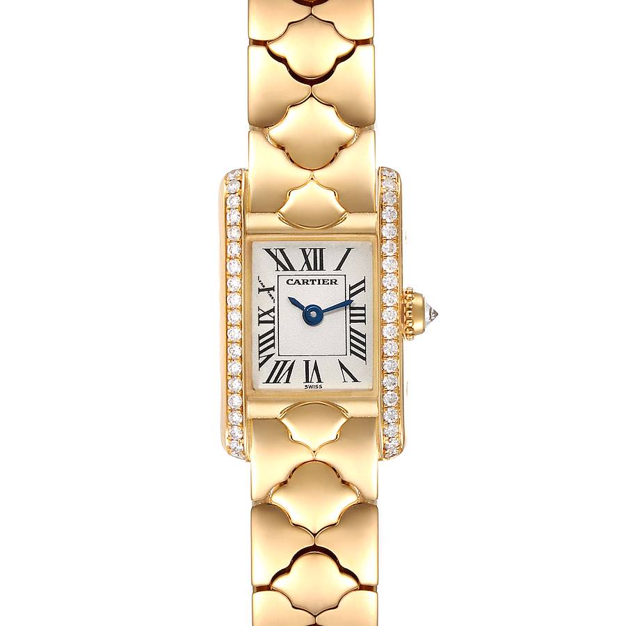 Cartier Tank Classic Mini 18k Yellow Gold Diamond Silver Dial Ladies Watch 1361 SwissWatchExpo