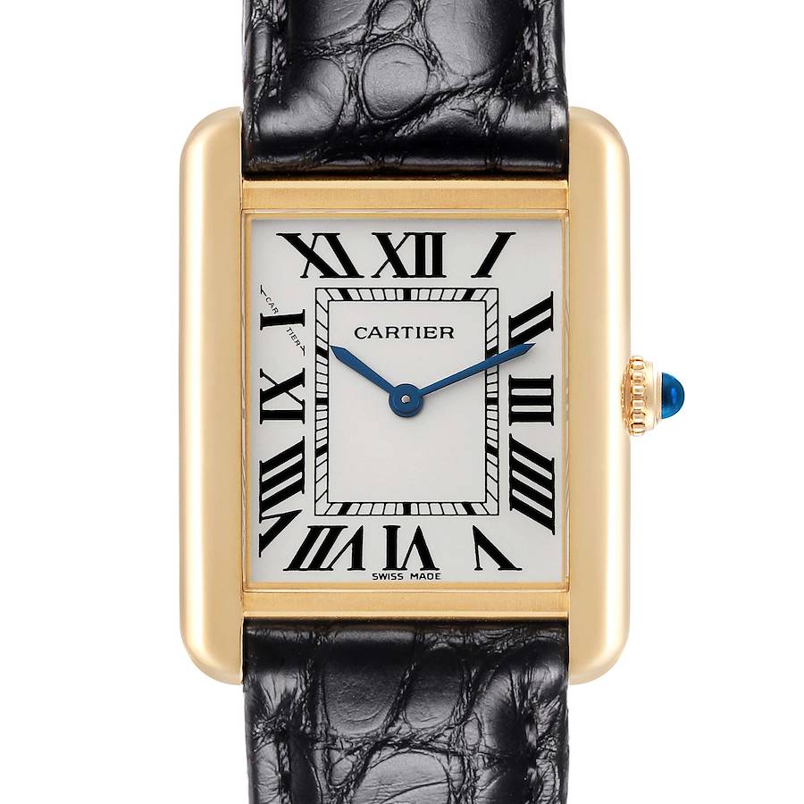 Cartier Tank Solo Yellow Gold Steel Silver Dial Ladies Watch W1018755 Box Papers SwissWatchExpo