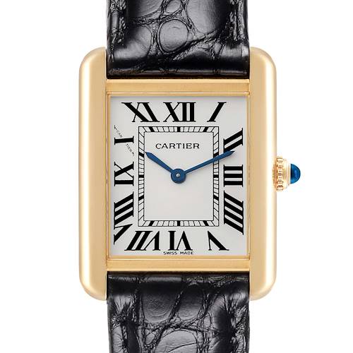 Photo of Cartier Tank Solo Yellow Gold Steel Silver Dial Ladies Watch W1018755 Box Papers