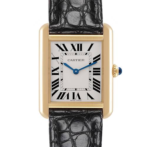 Photo of Cartier Tank Solo Yellow Gold Steel Silver Dial Ladies Watch W5200002 Card