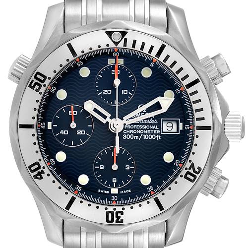 Photo of Omega Seamaster Chronograph Blue Dial Steel Mens Watch 2598.80.00 Box Card