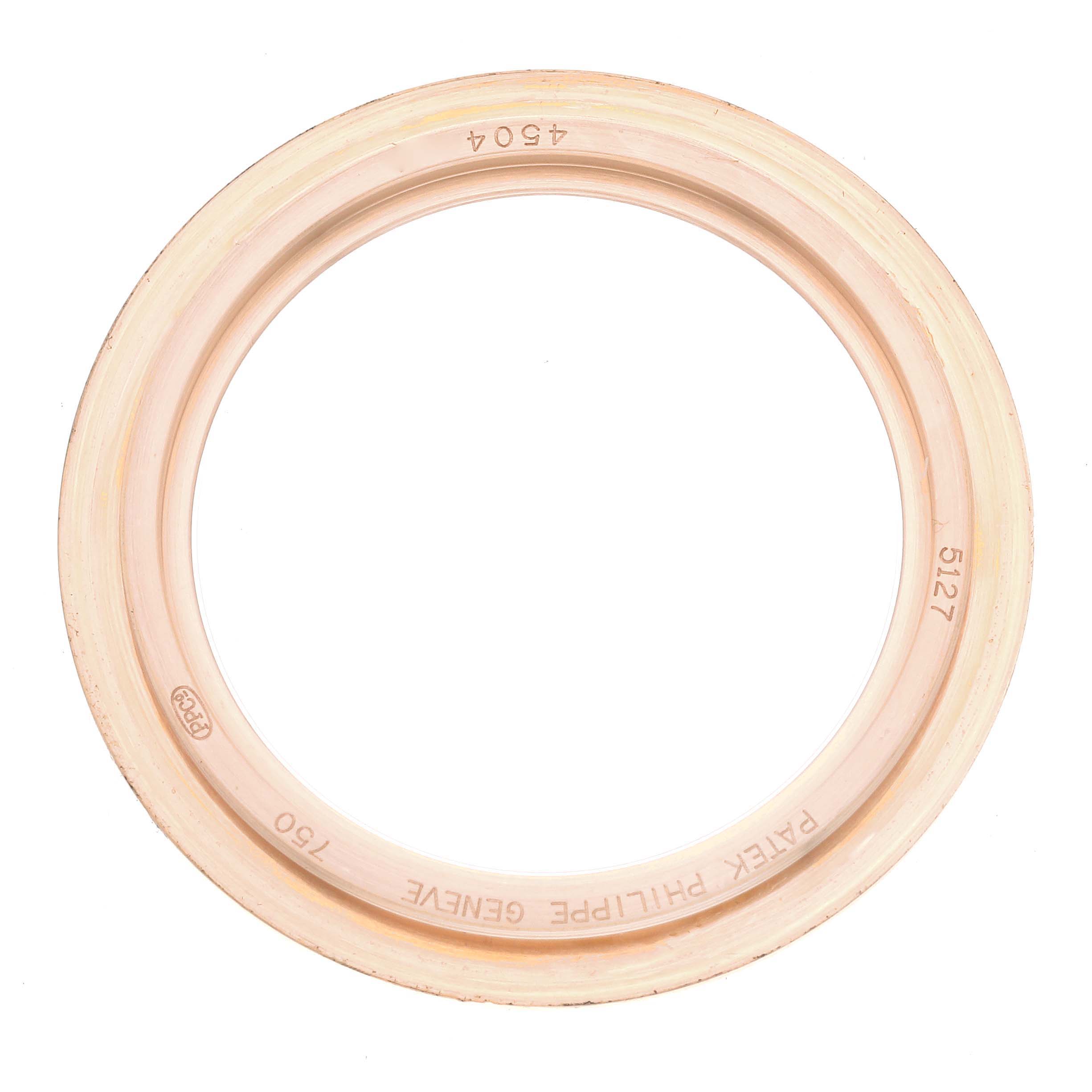 The image shows a top-down view of the bezel for a Patek Philippe Calatrava 5127R-001 Men's Rose Gold Silver Dial 5127R-001 Men's Rose Gold Silver Dial watch.