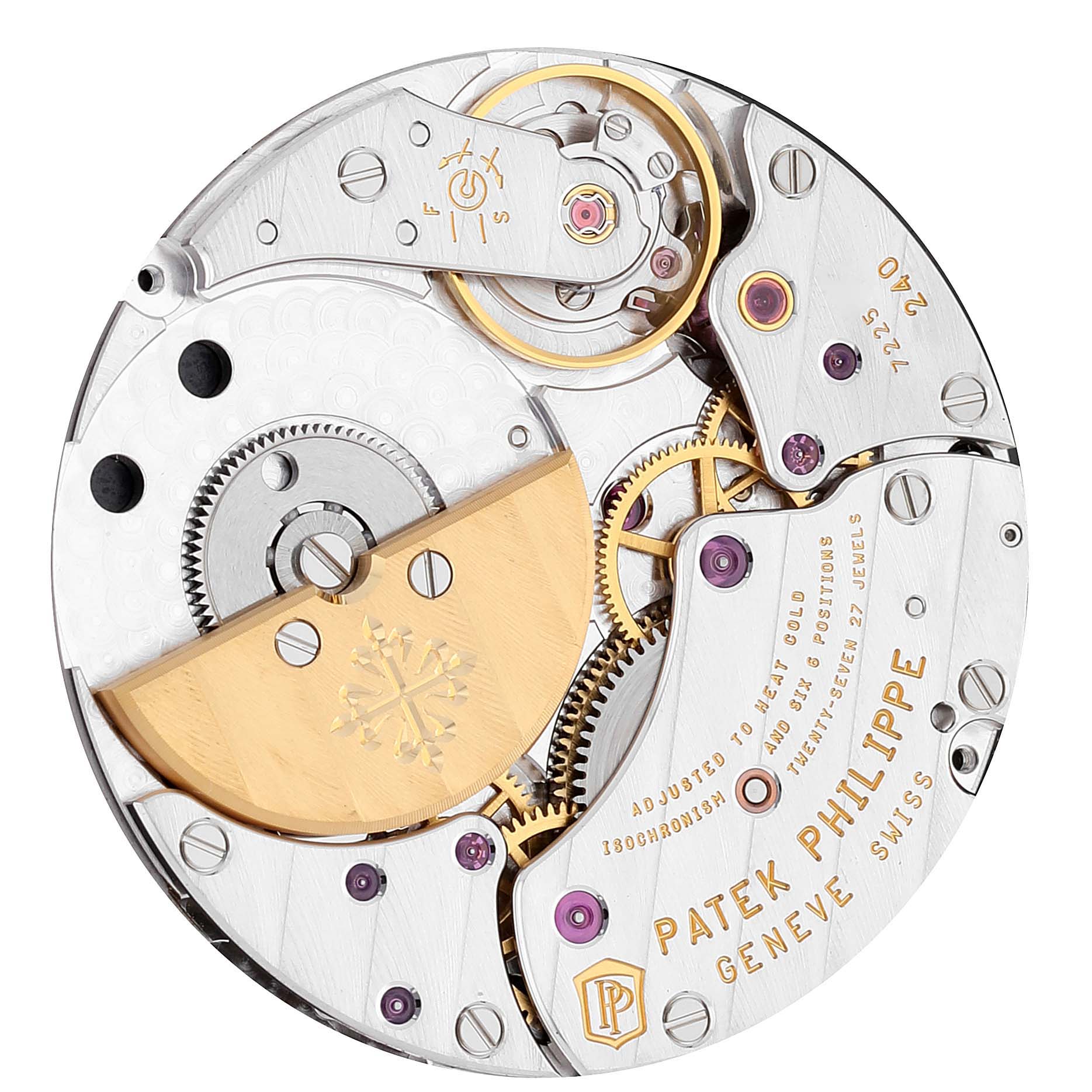 This image shows the intricate back movement of the Patek Philippe Golden Ellipse 5738R-001 Men's Rose Gold Black Dial 5738R-001 Men's Rose Gold Black Dial watch.