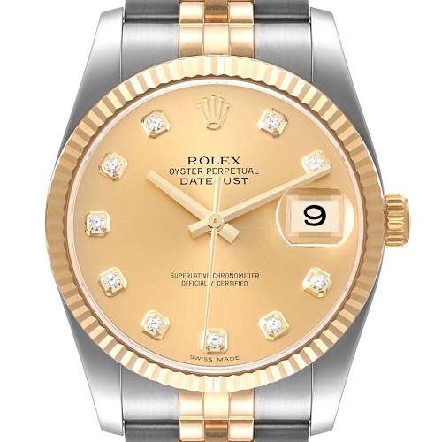 Photo of Rolex Datejust Steel Yellow Gold Diamond Mens Watch 116233