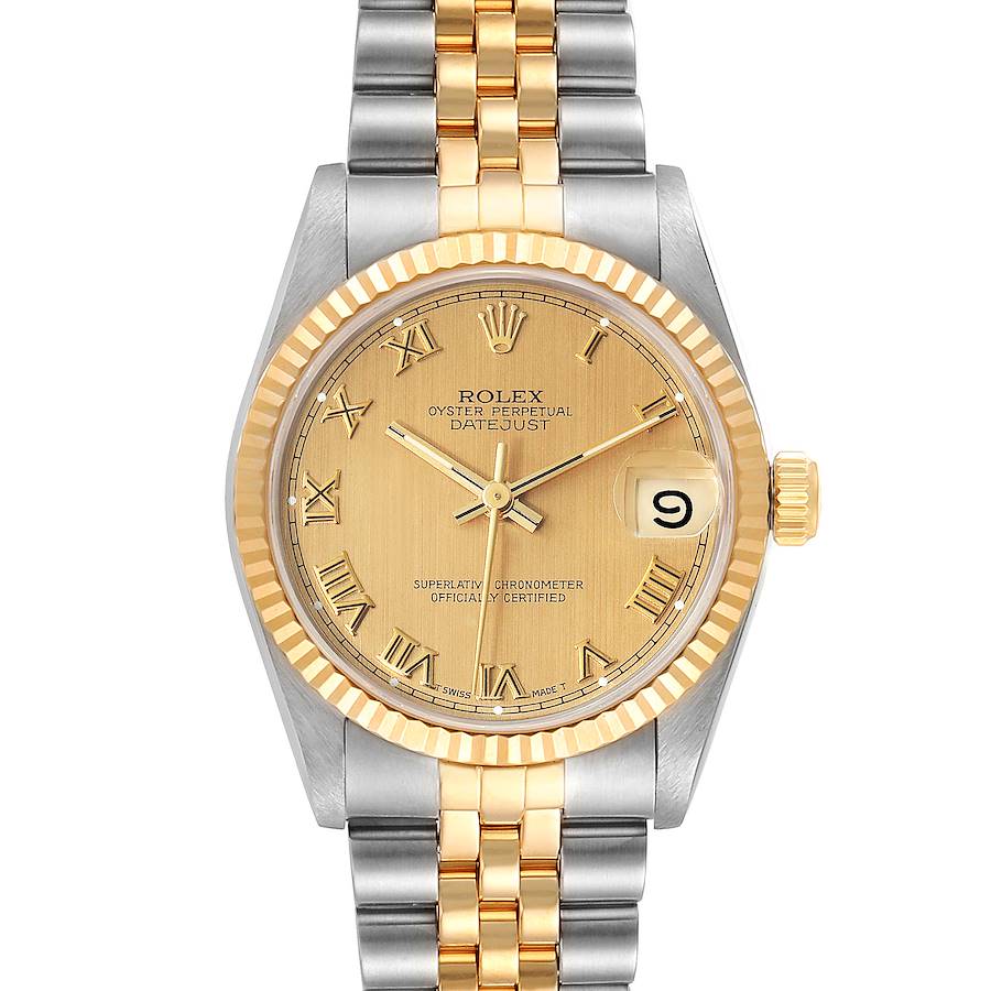 Rolex Datejust Midsize 31 Champagne Dial Steel Yellow Gold Watch 68273 SwissWatchExpo