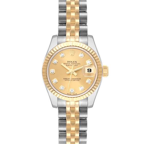 Photo of Rolex Datejust Steel Yellow Gold Diamond Dial Ladies Watch 179173 Box Papers