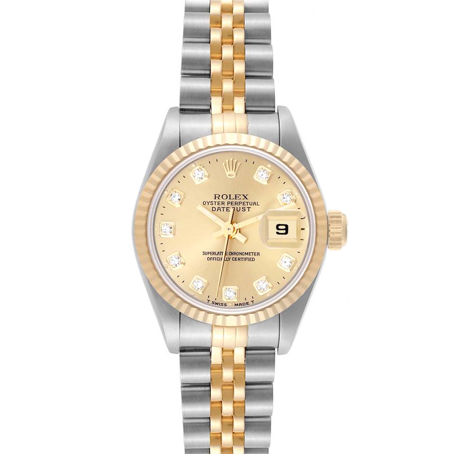 Rolex Datejust Steel Yellow Gold Diamond Dial Ladies Watch 69173 Box Papers + 2 Extra Links SwissWatchExpo