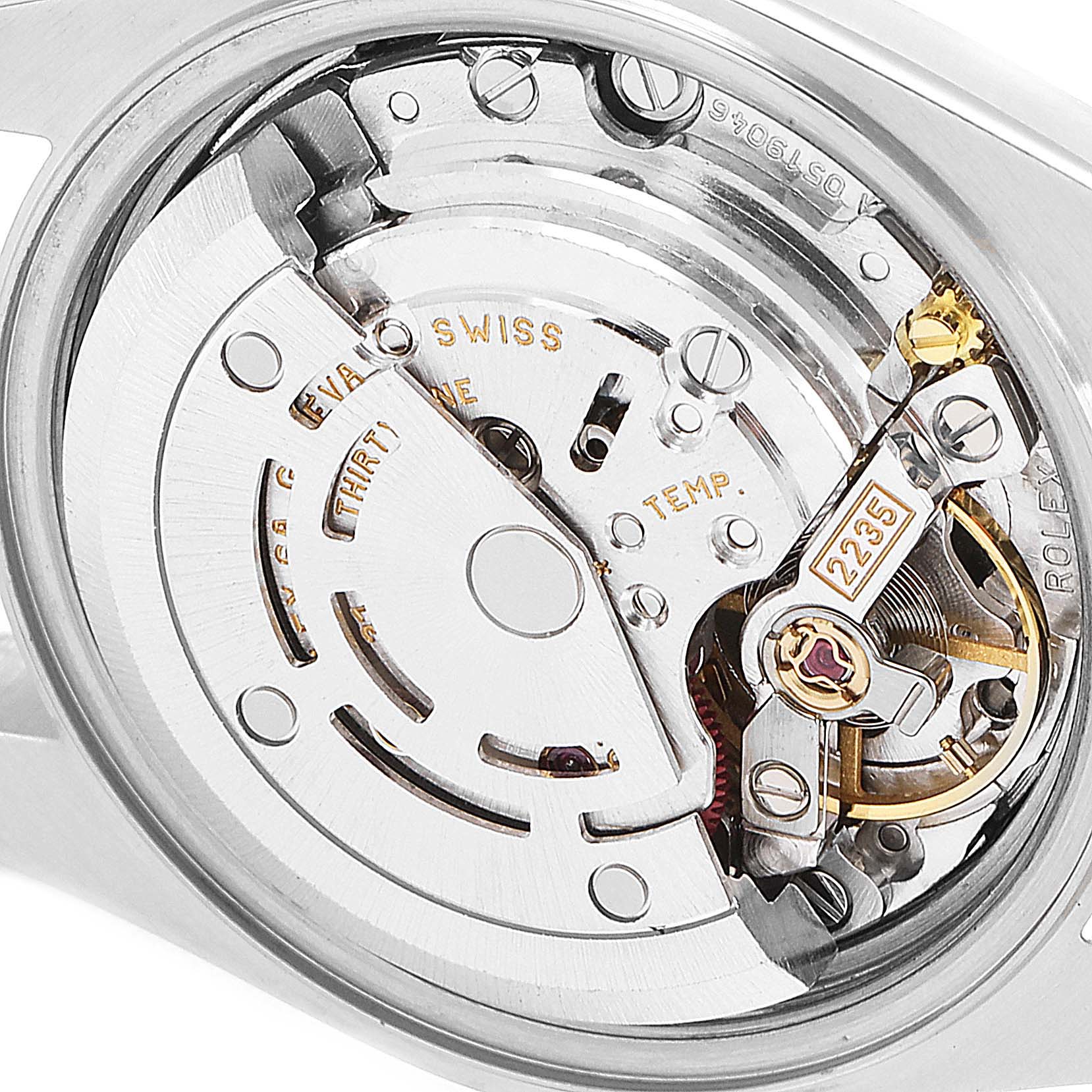 This image shows the movement and internal mechanism parts of a Rolex Datejust 79173 Women's Steel and Gold (two tone) Champagne Dial 79173 Women's Steel and Gold (two tone) Champagne Dial model watch.