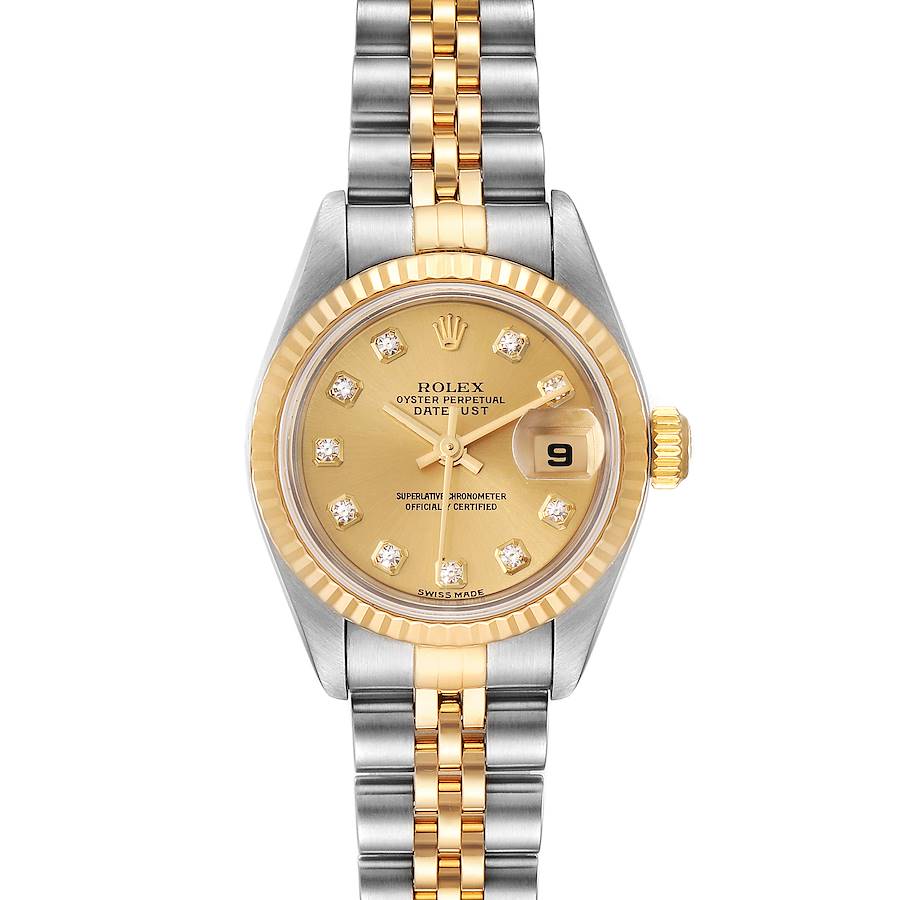 Rolex Datejust Steel Yellow Gold Diamond Dial Ladies Watch 79173 Papers SwissWatchExpo