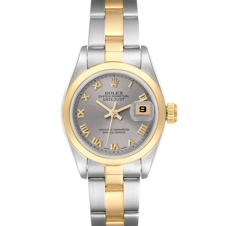 Rolex Datejust Steel Yellow Gold Slate Roman Dial Ladies Watch 69163 SwissWatchExpo