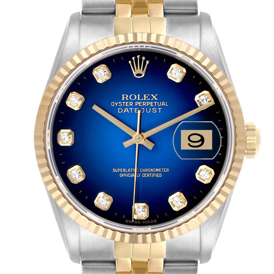 Rolex Datejust Vignette Diamond Steel Yellow Gold Mens Watch 16233 Box Papers SwissWatchExpo