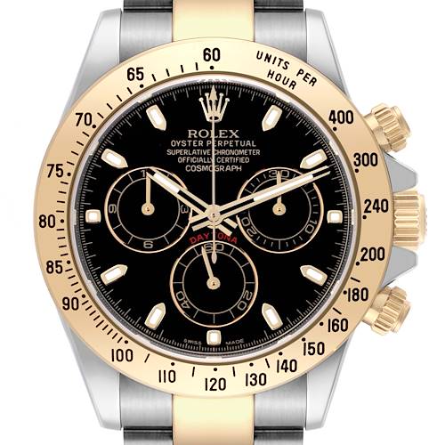 Photo of Rolex Daytona Steel Yellow Gold Black Dial Mens Watch 116523 Box Card