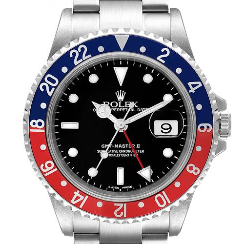 Photo of Rolex GMT Master II Pepsi Red and Blue Bezel Steel Watch 16710 Box Papers