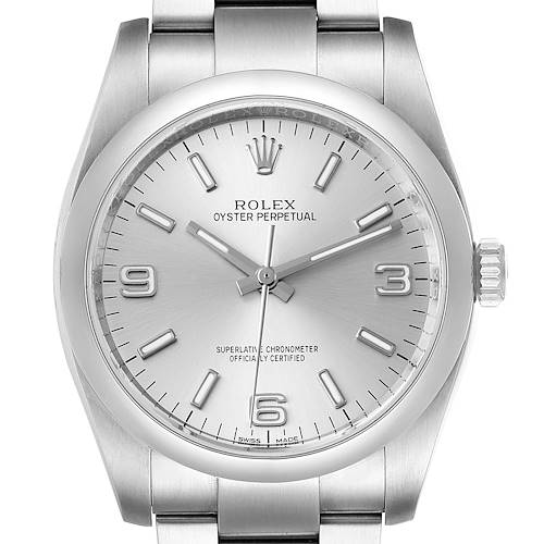 Photo of Rolex Oyster Perpetual 36 Silver Dial Steel Mens Watch 116000 Box Card