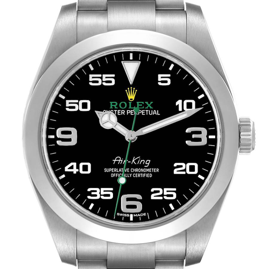 Rolex Oyster Perpetual Air King Green Hand Steel Mens Watch 116900 Box Card SwissWatchExpo