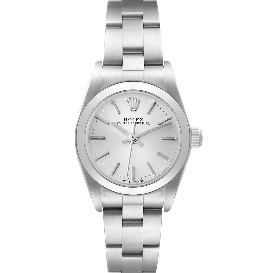 Rolex Oyster Perpetual Nondate Silver Dial Ladies Watch 76080 SwissWatchExpo