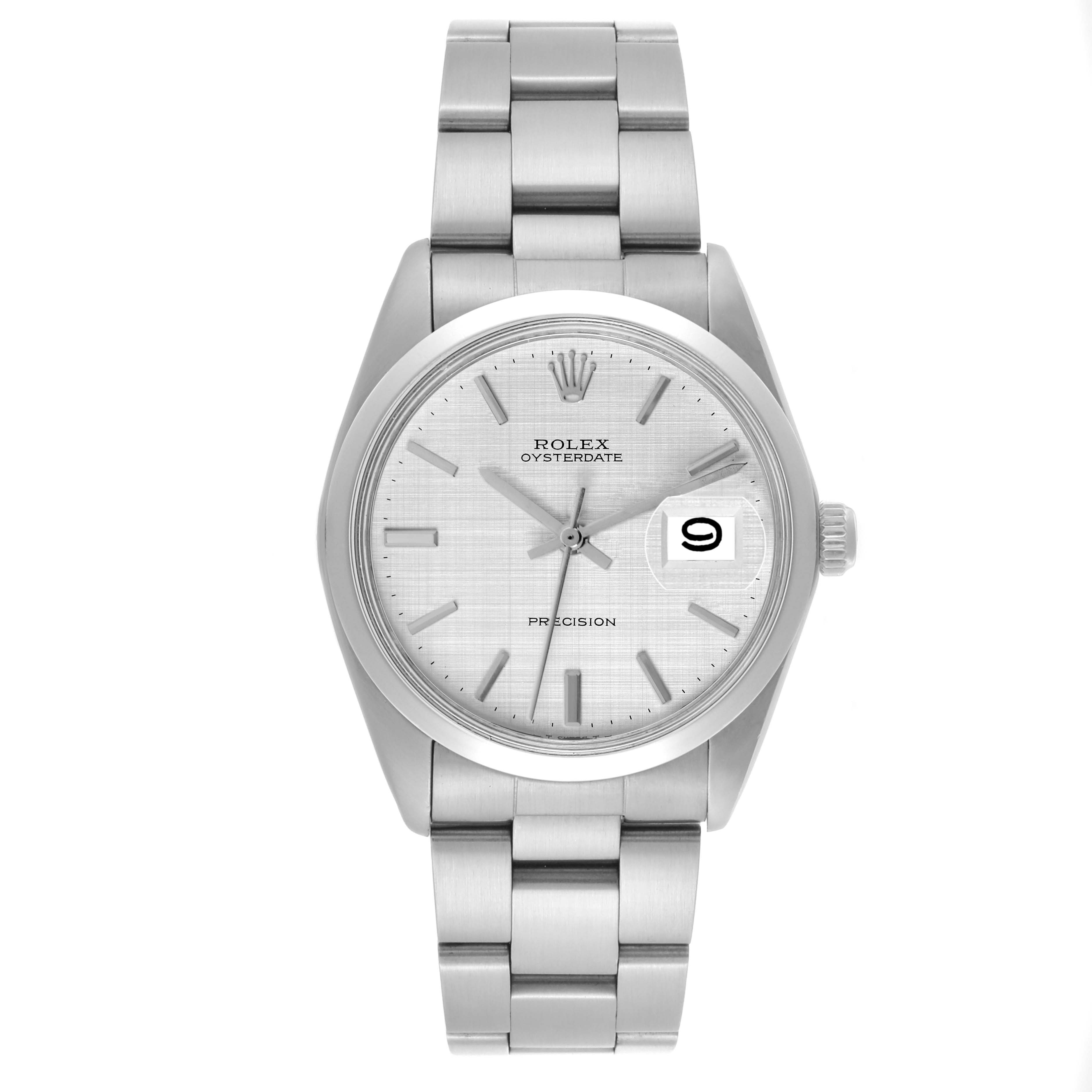 The Rolex Vintage Collection 6694 Men's Stainless Steel Silver Dial 6694 Men's Stainless Steel Silver Dial watch is shown from a front angle, displaying the dial, crown, bracelet, and date window.