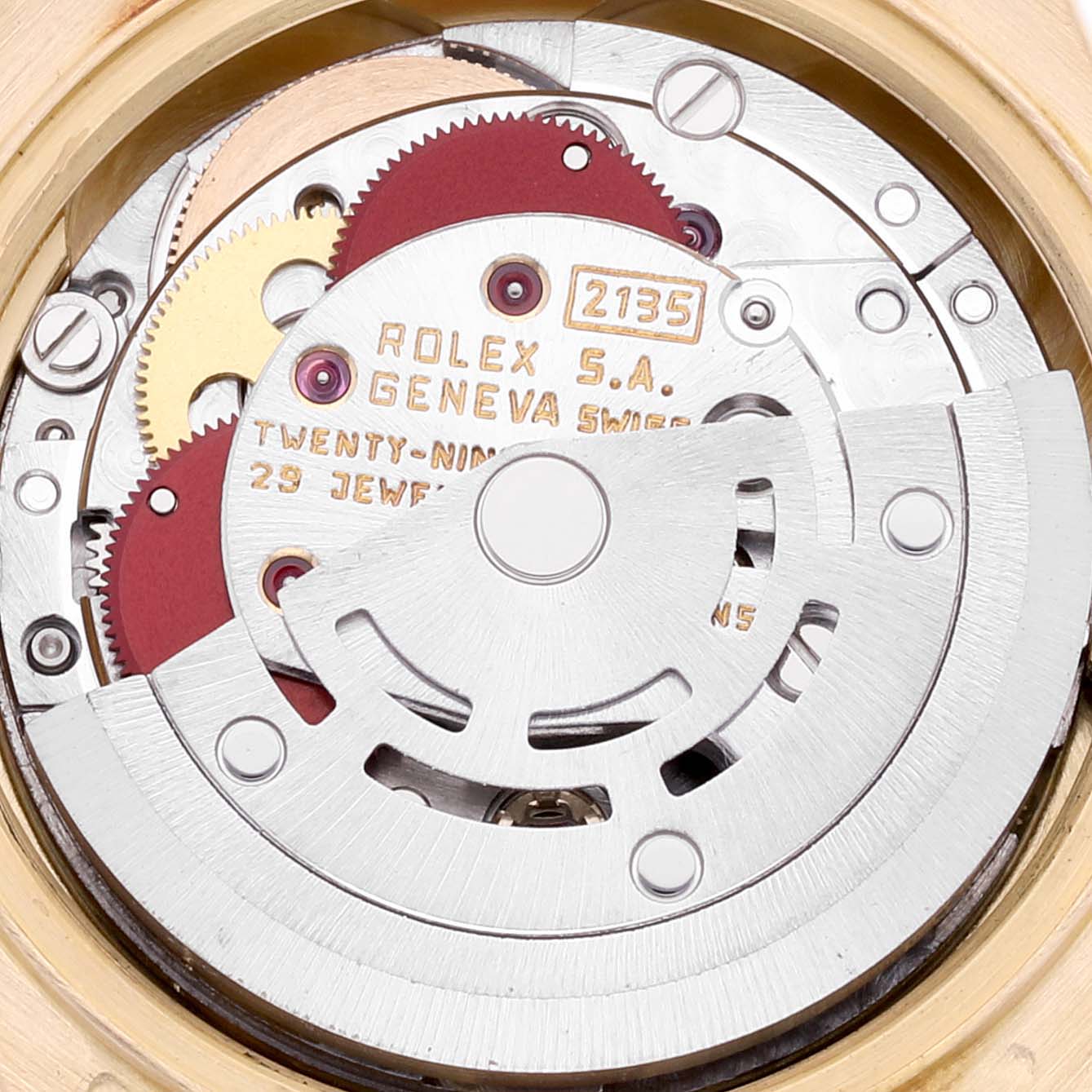 This image shows the internal mechanical movement of the Rolex President 69178 Women's Yellow Gold Champagne Dial 69178 Women's Yellow Gold Champagne Dial model watch.
