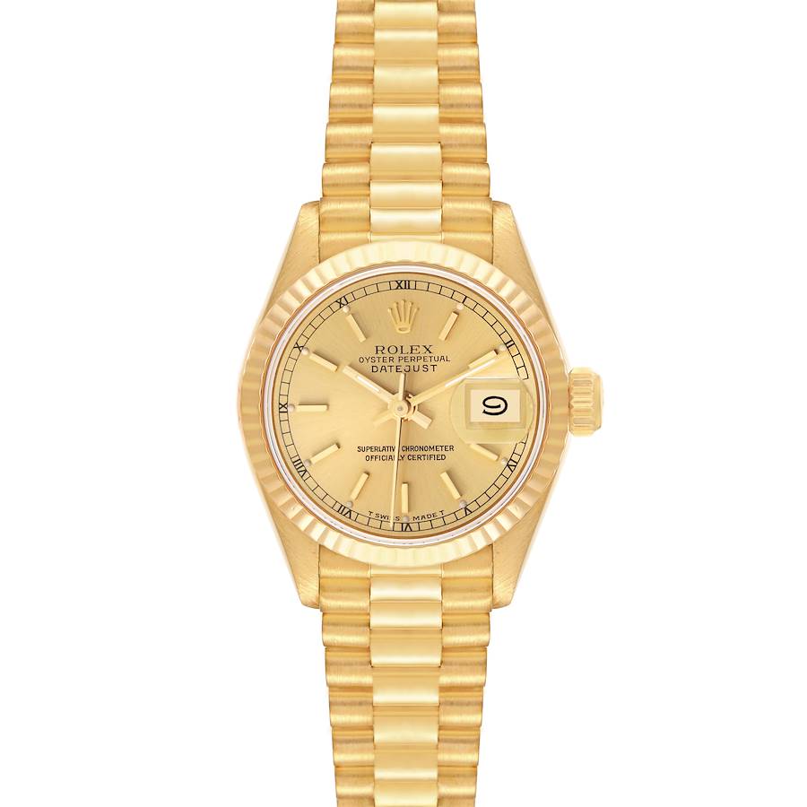 Rolex President Datejust Yellow Gold Champagne Dial Ladies Watch 69178 SwissWatchExpo