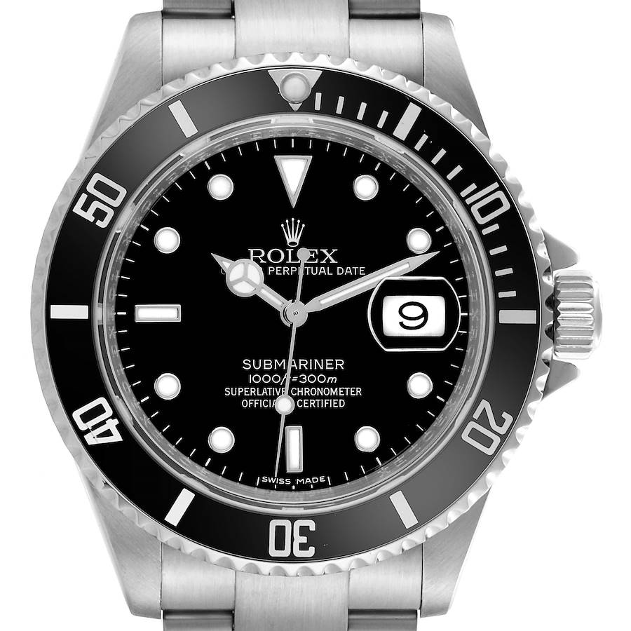 Rolex Submariner Date Black Dial Steel Mens Watch 16610 SwissWatchExpo