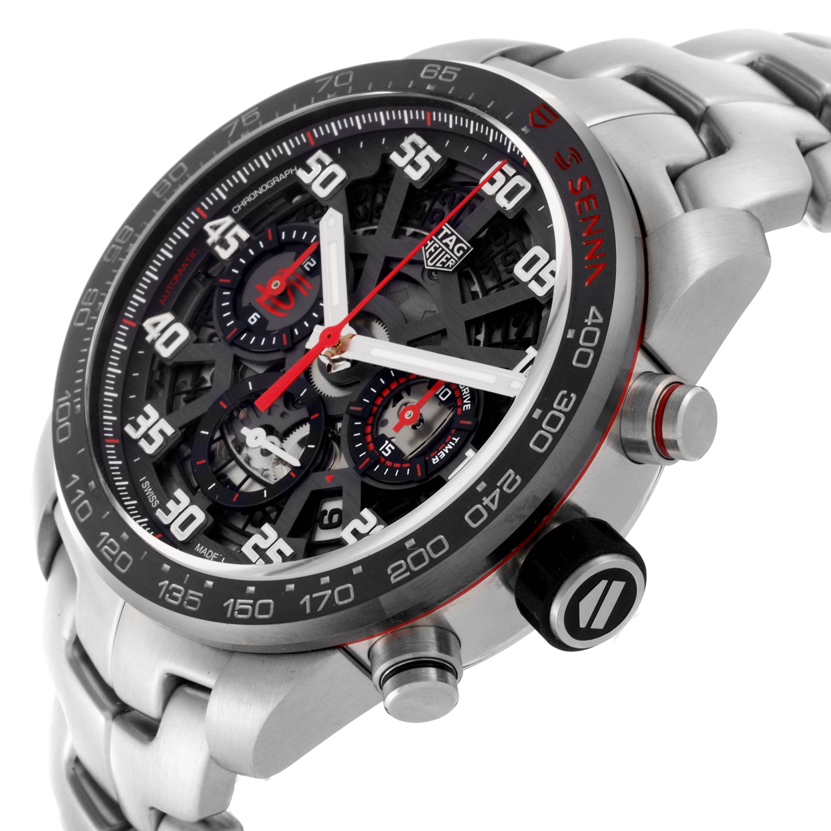 The image shows the Tag Heuer Carrera CBG2013.BA0657 Men's Stainless Steel Black Dial CBG2013.BA0657 Men's Stainless Steel Black Dial watch at a three-quarter angle, highlighting the face, bezel, and stainless steel bracelet.