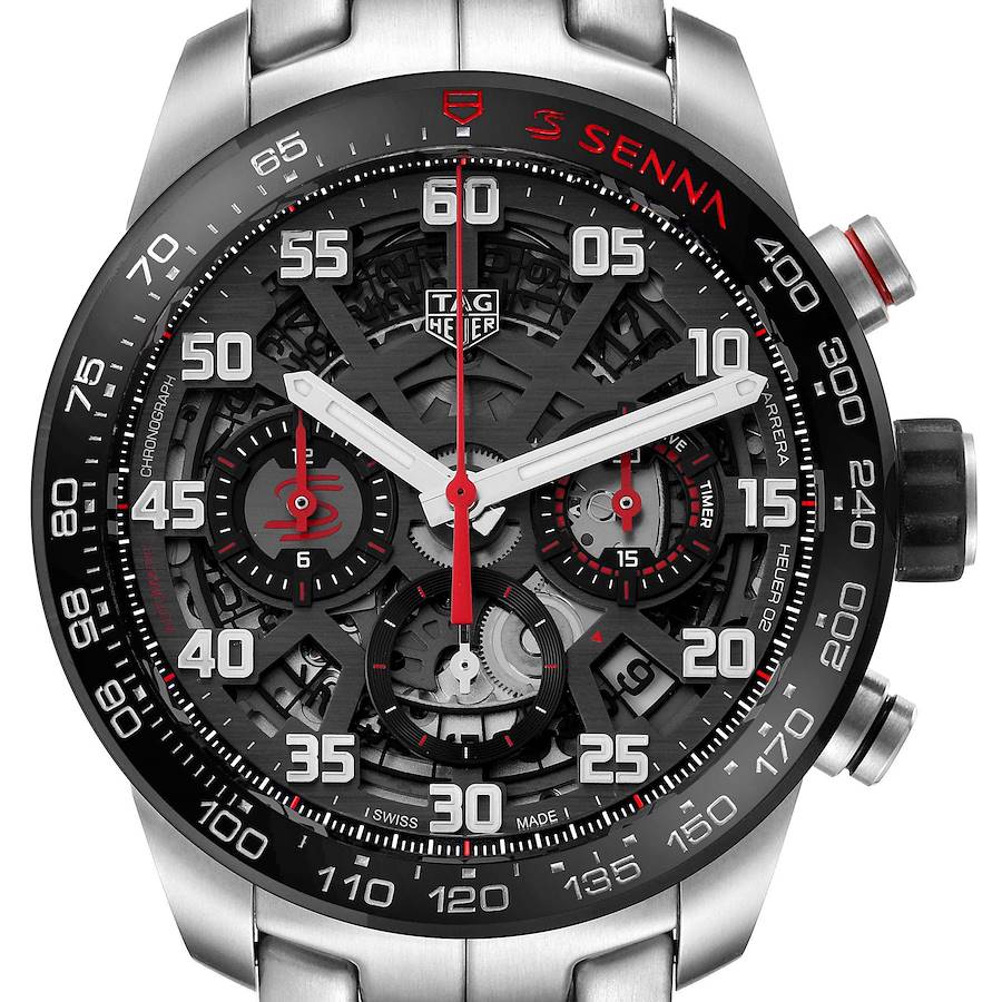 Tag Heuer Carrera Senna Special Edition Steel Mens Watch CBG2013 Box Card SwissWatchExpo