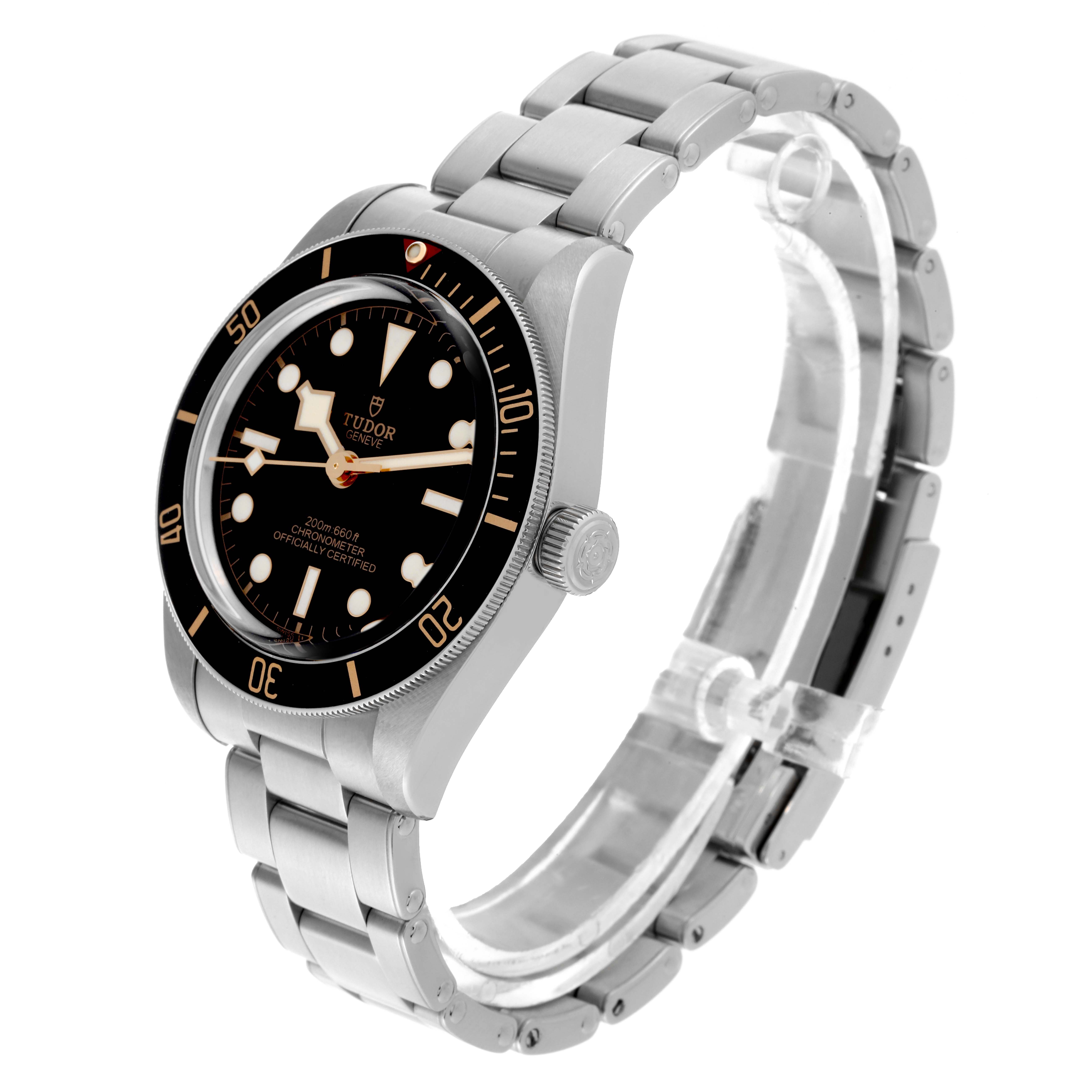 The image shows the Tudor Heritage Black Bay 79030N Men's Stainless Steel Black Dial 79030N Men's Stainless Steel Black Dial watch at a three-quarter angle, displaying the face, bezel, crown, and bracelet.