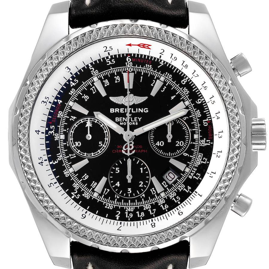 Breitling Bentley Motors Black Dial Chronograph Steel Watch A25362 Box Papers SwissWatchExpo
